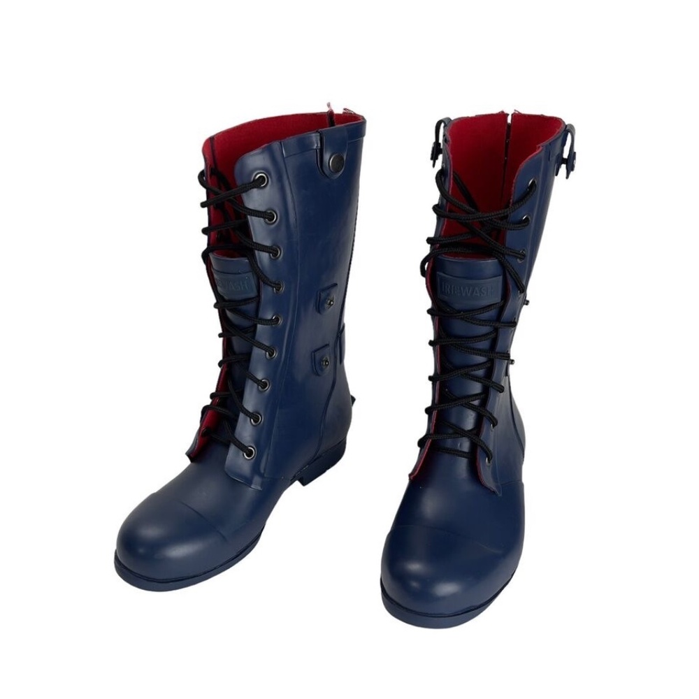 Irewash Kids 5 Rain Rubber Boot Back Zip Blue
